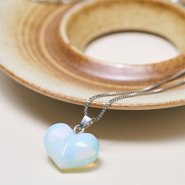 Buddha Stonesハートデザインアメジストトパーズピンククリスタルオパールタイガーアイホワイトクリスタルレッドジャスパーアマゾナイトグリーンアベンチュリンブラックオブシディアンシトリンバランスネックレスペンダント - image 18