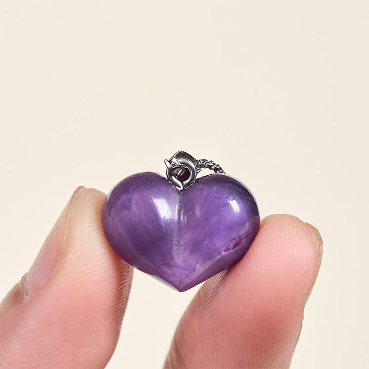 Buddha Stonesハートデザインアメジストトパーズピンククリスタルオパールタイガーアイホワイトクリスタルレッドジャスパーアマゾナイトグリーンアベンチュリンブラックオブシディアンシトリンバランスネックレスペンダント - image 2