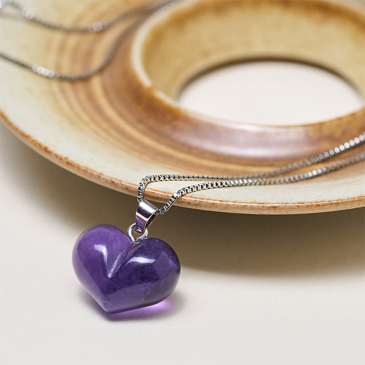 Buddha Stonesハートデザインアメジストトパーズピンククリスタルオパールタイガーアイホワイトクリスタルレッドジャスパーアマゾナイトグリーンアベンチュリンブラックオブシディアンシトリンバランスネックレスペンダント - image 3