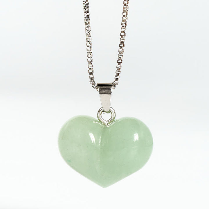 Buddha Stonesハートデザインアメジストトパーズピンククリスタルオパールタイガーアイホワイトクリスタルレッドジャスパーアマゾナイトグリーンアベンチュリンブラックオブシディアンシトリンバランスネックレスペンダント - グリーンアベンチュリン - image 36