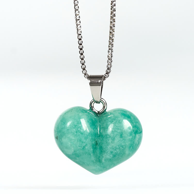 Buddha Stonesハートデザインアメジストトパーズピンククリスタルオパールタイガーアイホワイトクリスタルレッドジャスパーアマゾナイトグリーンアベンチュリンブラックオブシディアンシトリンバランスネックレスペンダント - アマゾナイト - image 32