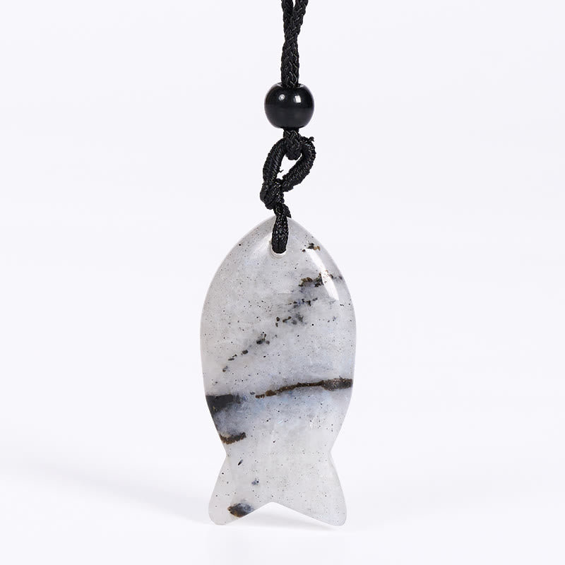 Buddha Stones鯉クリスタル インド瑪瑙 アメジスト トパーズ レッドジャスパー成就温もり ネックレス ペンダント - ラブラドライト - image 22