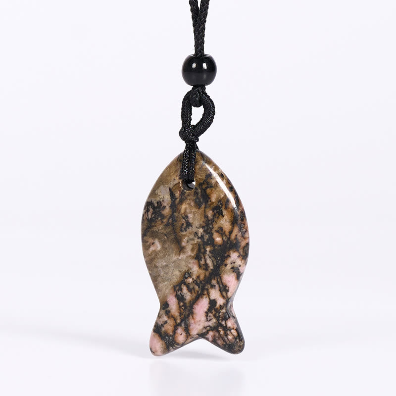 Buddha Stones鯉クリスタル インド瑪瑙 アメジスト トパーズ レッドジャスパー成就温もり ネックレス ペンダント - ロードナイト - image 26