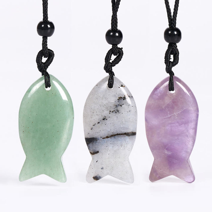 Buddha Stones鯉クリスタル インド瑪瑙 アメジスト トパーズ レッドジャスパー成就温もり ネックレス ペンダント - image 0
