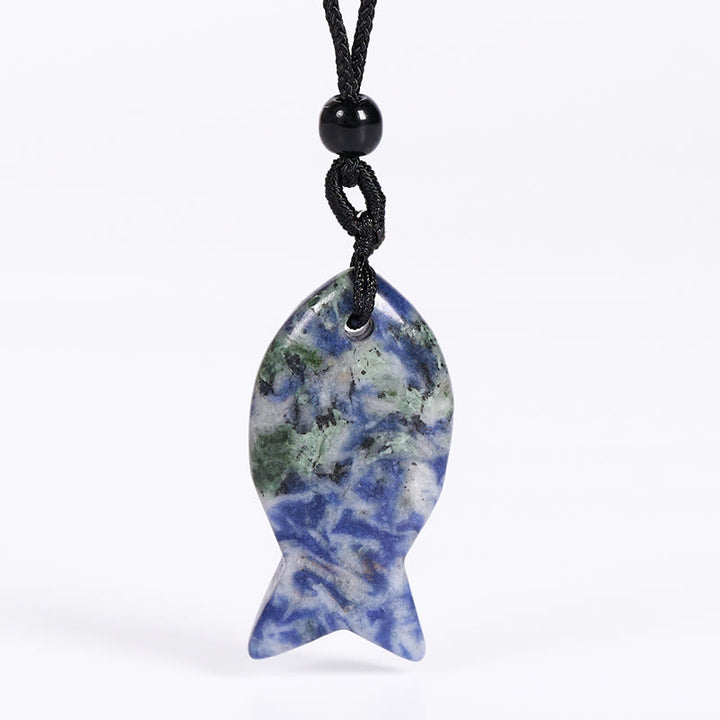 Buddha Stones鯉クリスタル インド瑪瑙 アメジスト トパーズ レッドジャスパー成就温もり ネックレス ペンダント - ブルースポットジャスパー - image 39