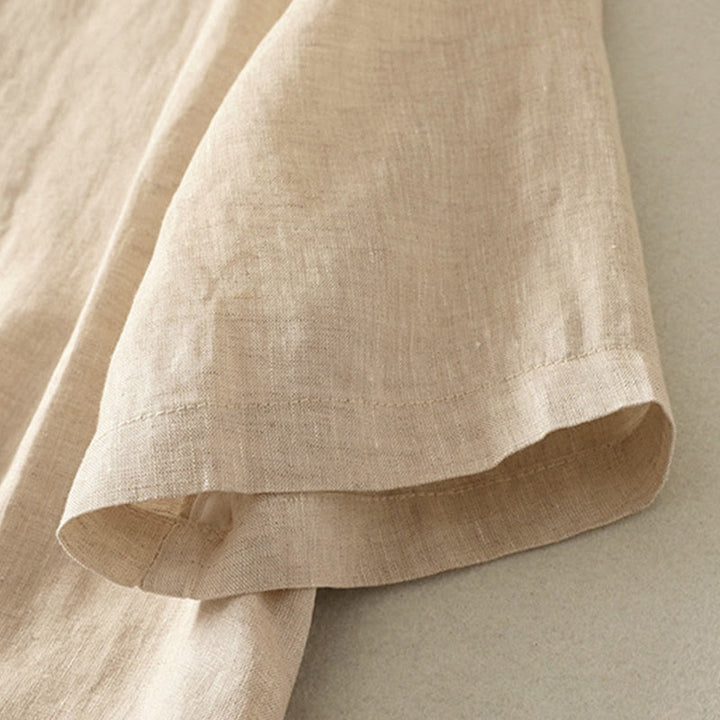 Buddha Stones 夏用無地Vネックボタンシンプルデザインレディース半袖シャツ - image 12