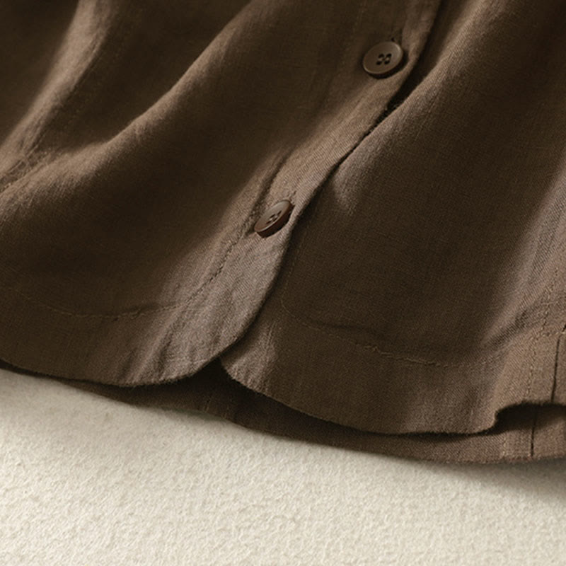 Buddha Stones 夏用無地Vネックボタンシンプルデザインレディース半袖シャツ - image 21