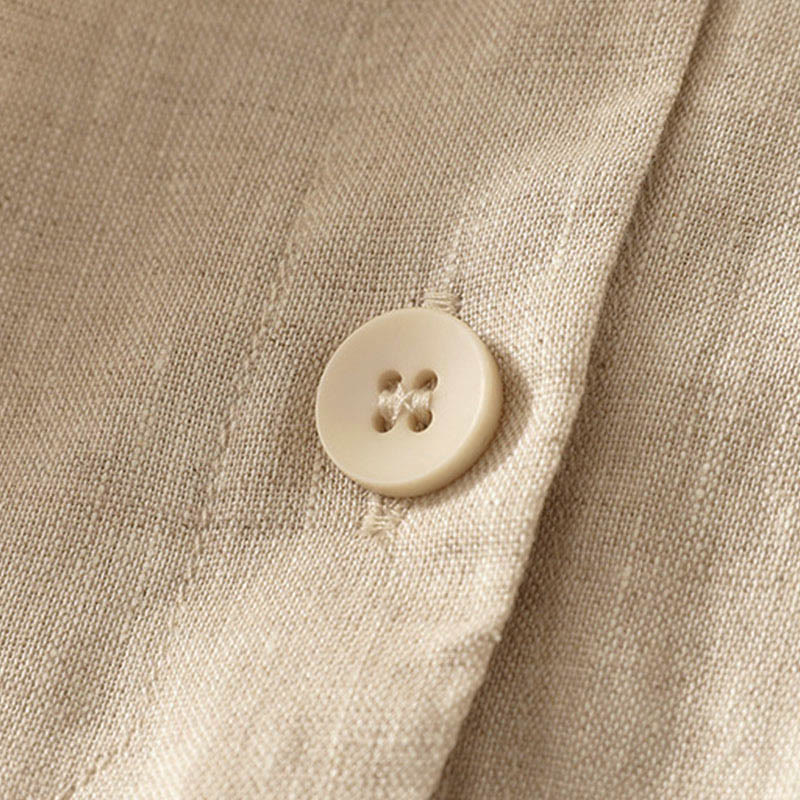 Buddha Stones 夏用無地Vネックボタンシンプルデザインレディース半袖シャツ - image 8