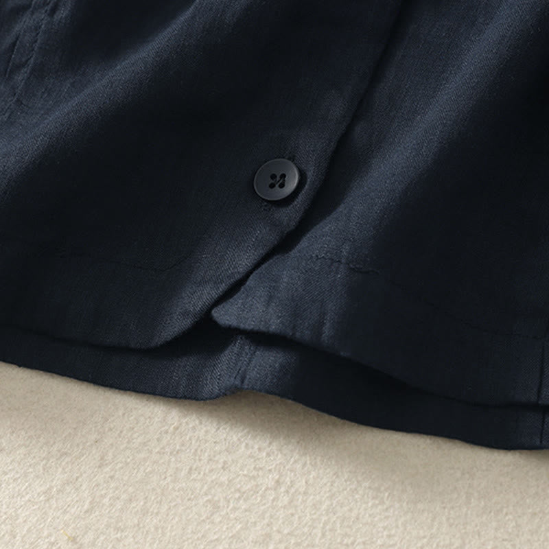 Buddha Stones 夏用無地Vネックボタンシンプルデザインレディース半袖シャツ - image 17