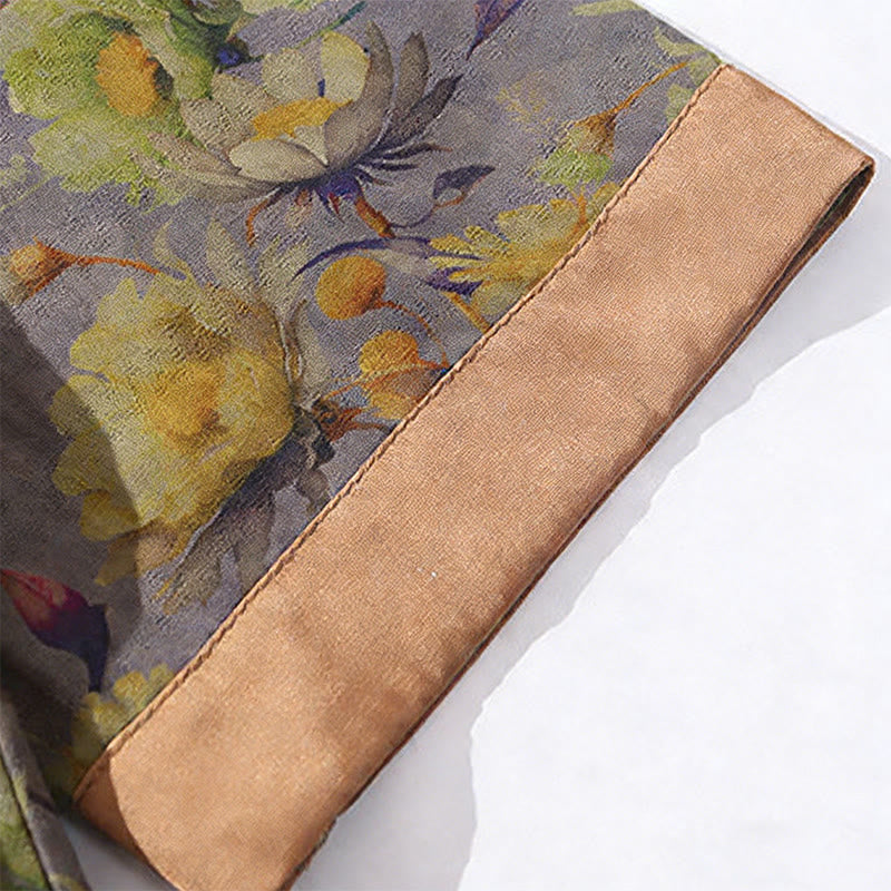 Buddha Stones 夏 カラフル 花柄 葉柄 半袖 カエルボタンデザイン メンズ コットンシャツ - image 16