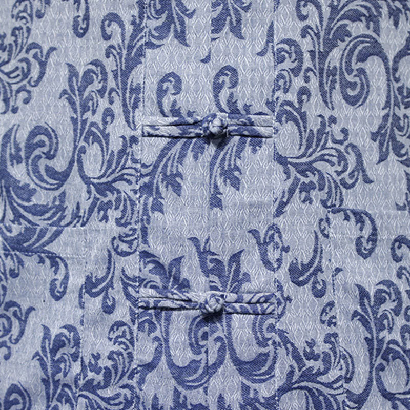 Buddha Stones 夏用花柄つる柄タンスーツ メンズ フロッグボタン 半袖シャツ ポケット付き - image 12