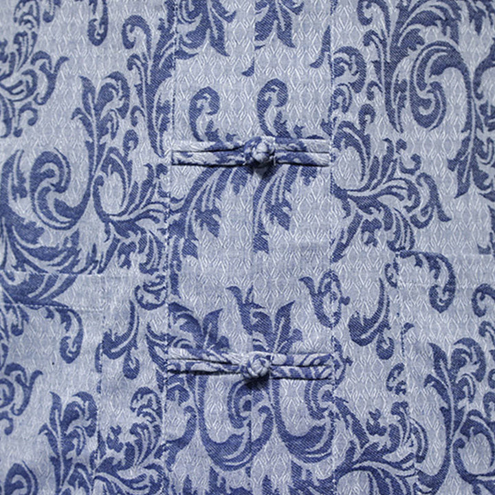 Buddha Stones 夏用花柄つる柄タンスーツ メンズ フロッグボタン 半袖シャツ ポケット付き - image 12