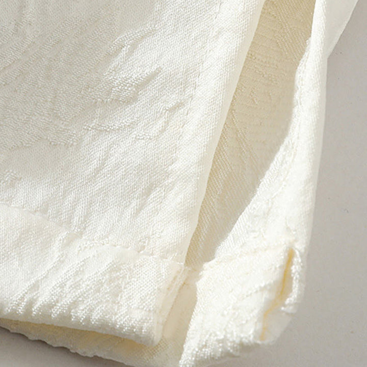 Buddha Stones テクスチャードジャカード八卦柄ボタンタンスーツメンズ半袖コットンシャツ - image 7