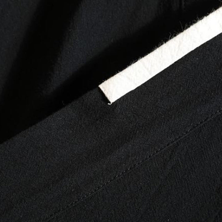 Buddha Stones 刺繍鶴吉祥雲柄前開き半袖ジャケットメンズ綿着物 - image 8