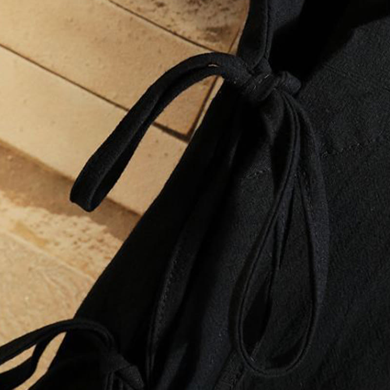 Buddha Stones 刺繍鶴吉祥雲柄前開き半袖ジャケットメンズ綿着物 - image 11