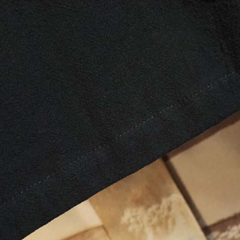 Buddha Stones 刺繍鶴吉祥雲柄前開き半袖ジャケットメンズ綿着物 - image 12