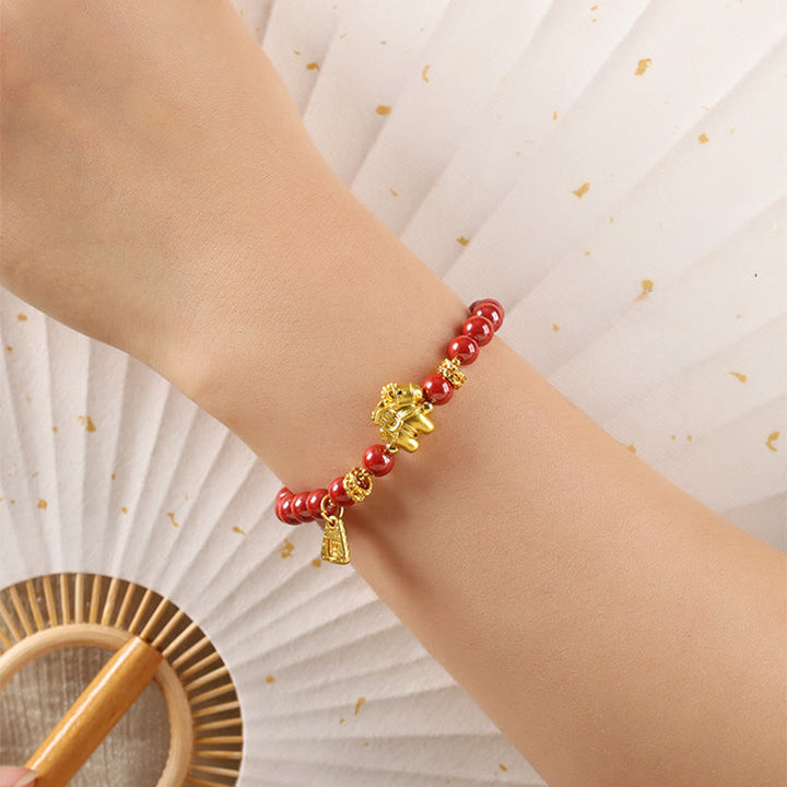 Buddha Stones 午年 辰砂銅和田翡翠 集中ブレスレット - image 3