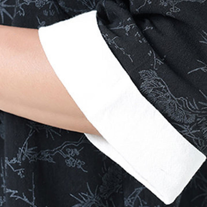 Buddha Stones 夏用 鶴 松 柄 唐装 メンズ フロッグボタン 半袖 コットンシャツ ポケット付き - image 5