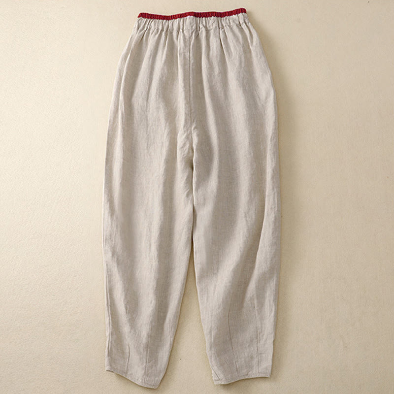 Buddha Stones 通勤用カラーブロッキングデザインレディースハーレム7-8丈パンツ（ポケット付き） - image 1