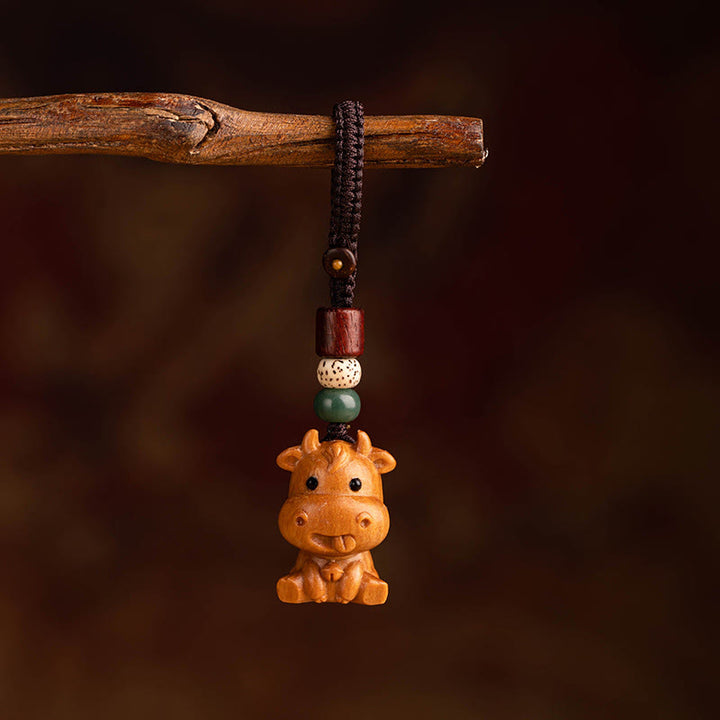 Buddha Stones 午年 紅檀 星月 菩提樹良縁祈願キーホルダー - 紅檀星月菩提種子牛 - image 11