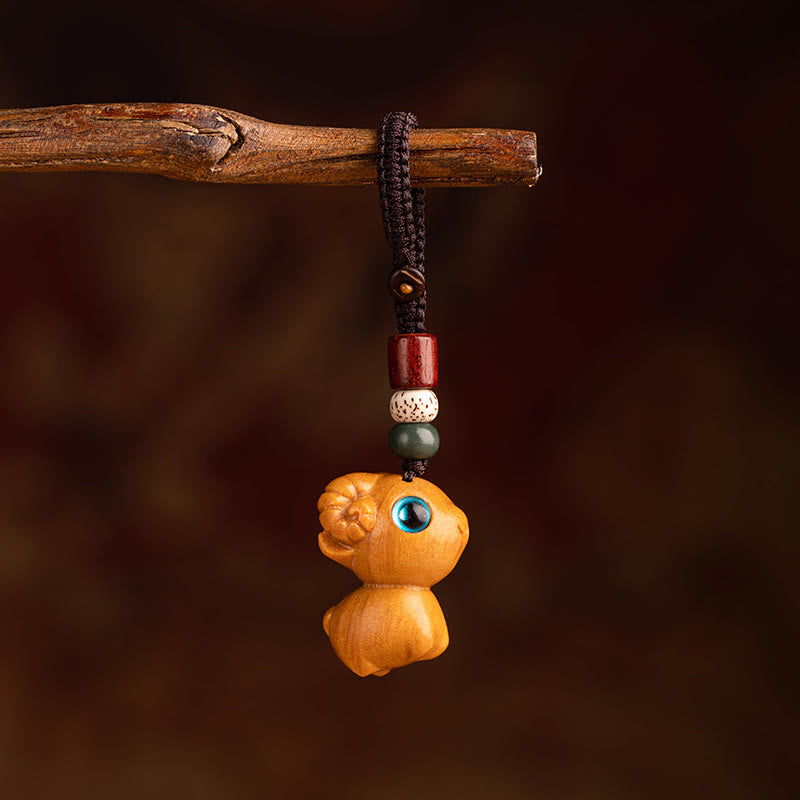 Buddha Stones 午年 紅檀 星月 菩提樹良縁祈願キーホルダー - 紅檀星月菩提種子山羊 - image 32