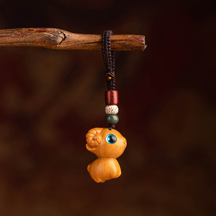 Buddha Stones 午年 紅檀 星月 菩提樹良縁祈願キーホルダー - 紅檀星月菩提種子山羊 - image 32