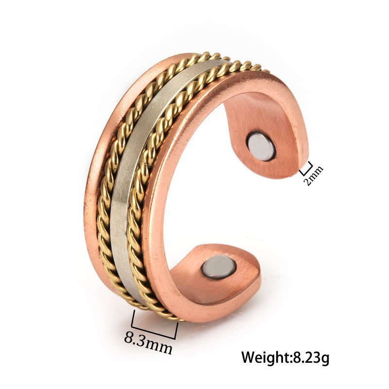 Buddha Stones レトロなツイストデザインの銅製オープンウェルスラッキーカフブレスレットバングルリング - image 13