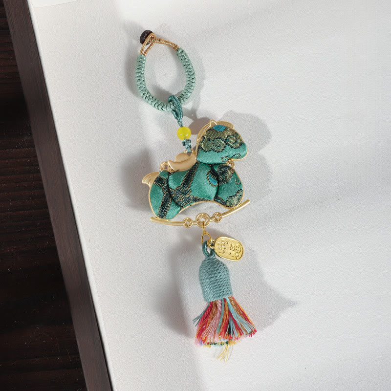 Buddha Stones 馬年赤紐の刺繍の結び目 吊り下げ装飾 - グリーンホース - image 13