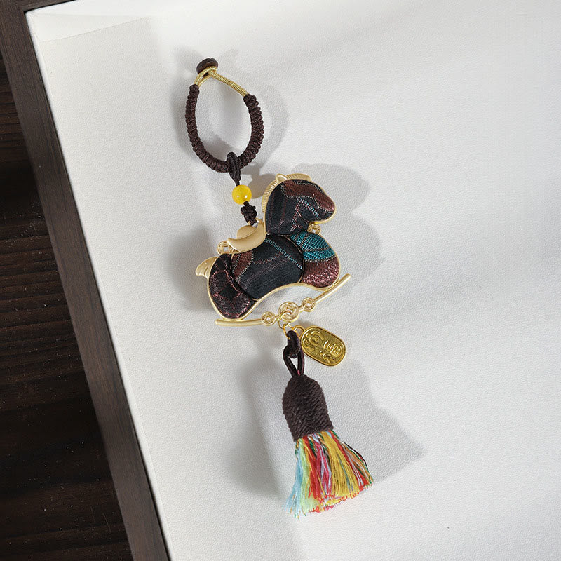 Buddha Stones 馬年赤紐の刺繍の結び目 吊り下げ装飾 - ブラックホース - image 15