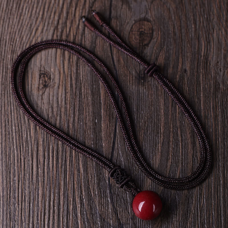 Buddha Stones 辰砂の悪霊除けネックレスペンダント - ブラウンロープ - image 6