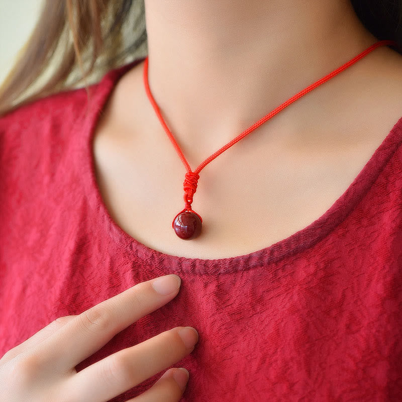 Buddha Stones 辰砂の悪霊除けネックレスペンダント - image 2