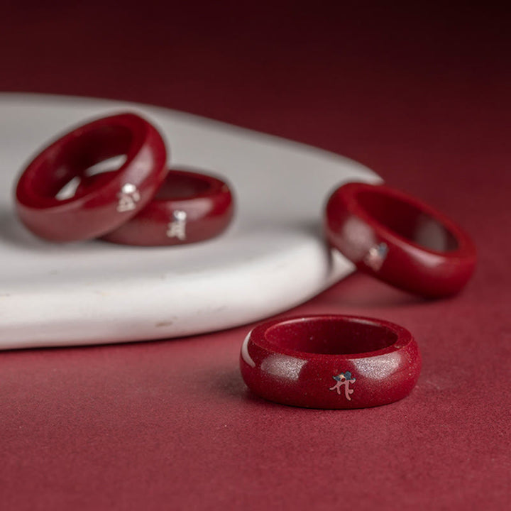 Buddha Stones 中国の干支、午年の辰砂の良縁祈願リング - image 21