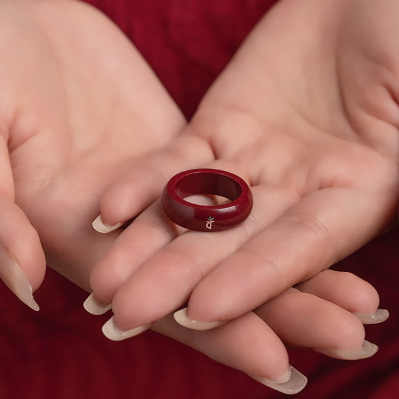 Buddha Stones 中国の干支、午年の辰砂の良縁祈願リング - image 17