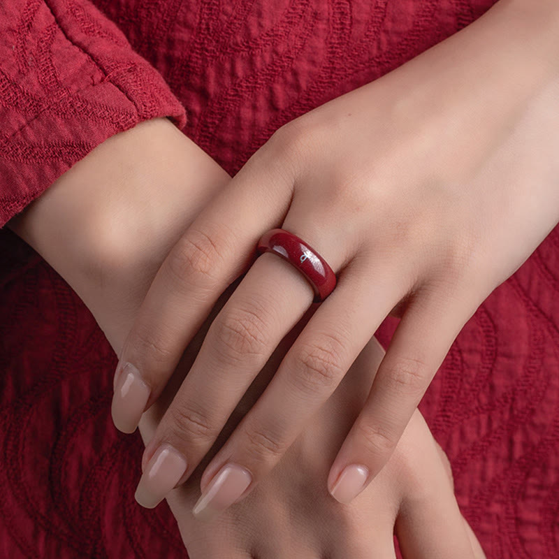 Buddha Stones 中国の干支、午年の辰砂の良縁祈願リング - image 16