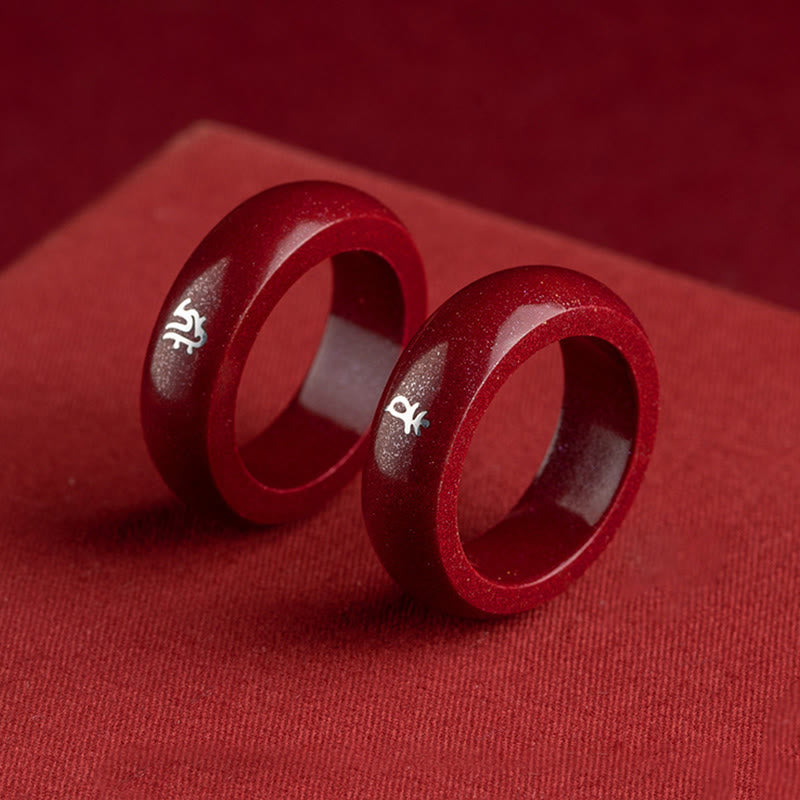 Buddha Stones 中国の干支、午年の辰砂の良縁祈願リング - image 27