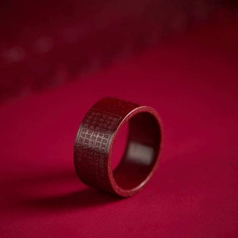 Buddha Stones 辰砂オーム・マニ・パドメ・フム般若心経良縁祈願リング - 辰砂般若心経 - 21mm - image 4