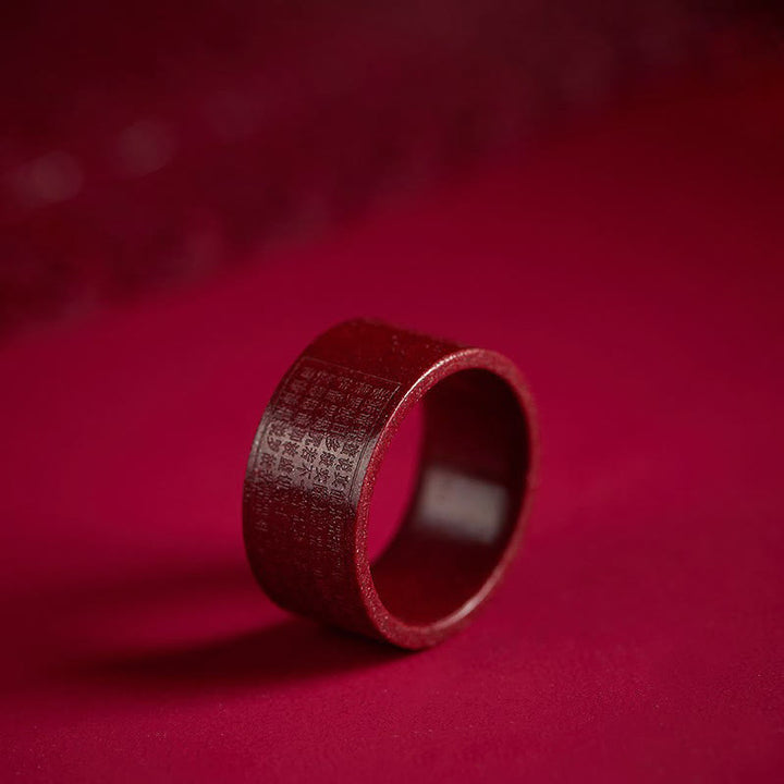 Buddha Stones 辰砂オーム・マニ・パドメ・フム般若心経良縁祈願リング - 辰砂般若心経 - 21mm - image 4