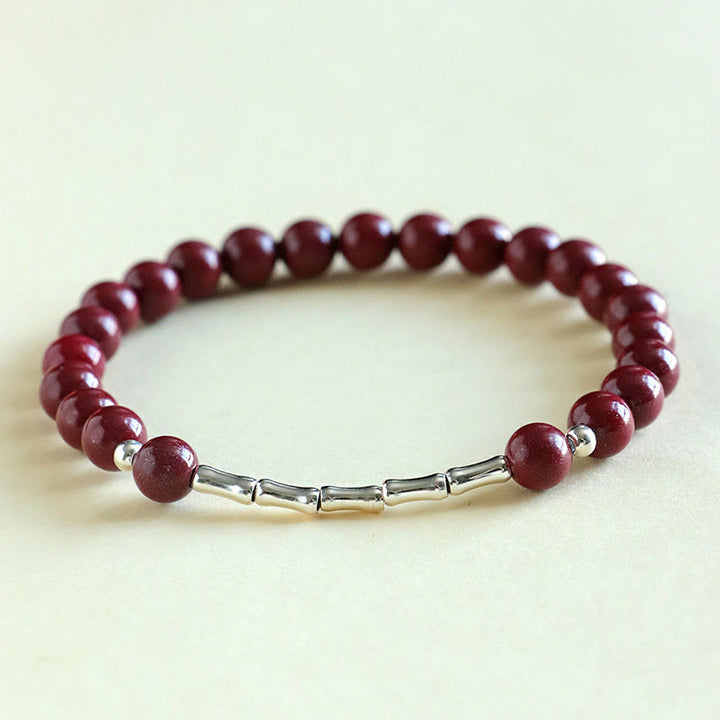 Buddha Stones シナバー 925 スターリングシルバー カーム コンセントレーション ブレスレット - 辰砂 6mm ダークレッドビーズ（手首周り：14～15cm） - image 9