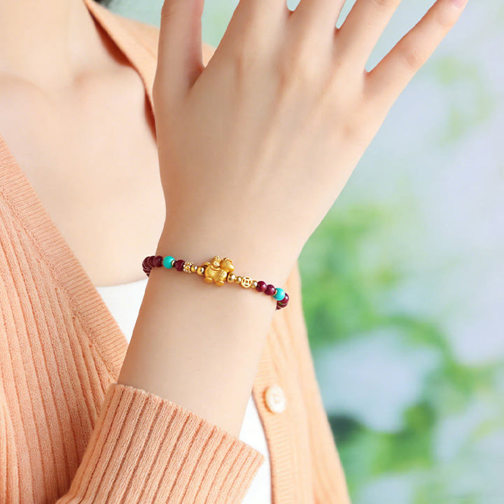 Buddha Stones 午年福文字辰砂の落ち着いたブレスレット - image 3