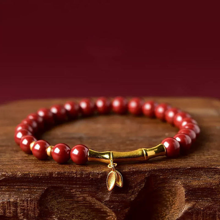 Buddha Stones竹製 辰砂 925スターリングシルバー コンセントレーションブレスレット - 朱砂（手首周り：14～15cm） - image 0