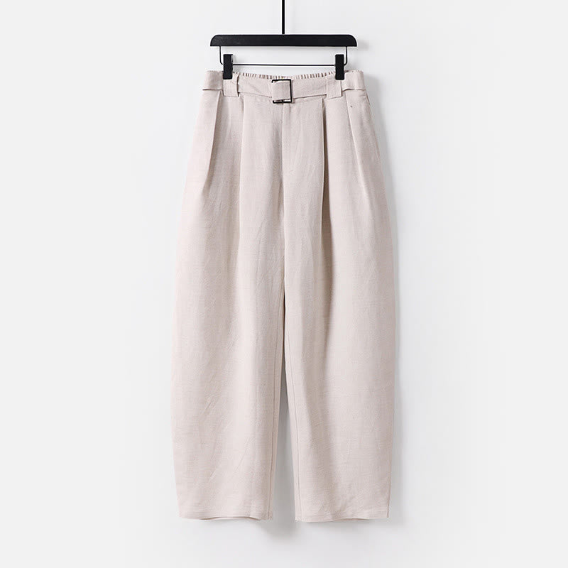 Buddha Stones 夏用ジッパー付き伸縮性ウエストデザインメンズコットンリネンワイドレッグパンツ（ポケット付き） - リネン - US/UK/AU54、 EU64 (9XL) - image 0