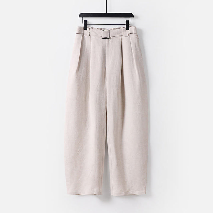 Buddha Stones 夏用ジッパー付き伸縮性ウエストデザインメンズコットンリネンワイドレッグパンツ（ポケット付き） - リネン - US/UK/AU54、 EU64 (9XL) - image 0