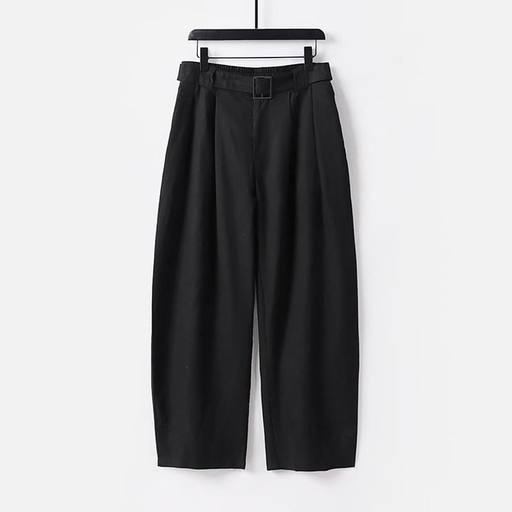 Buddha Stones夏用 ファスナー付き伸縮性ウエストデザイン メンズ コットンリネン ワイドレッグパンツ ポケット付き - 黒 - 米国/UK/AU56、 EU66 (9XL) - image 9