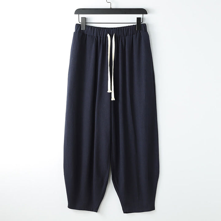 Buddha Stones 夏用無地ドローストリングアンクル丈メンズハーレムパンツ（ポケット付き） - ミッドナイトブルー - US/UK/AU54、 EU64 (9XL) - image 2