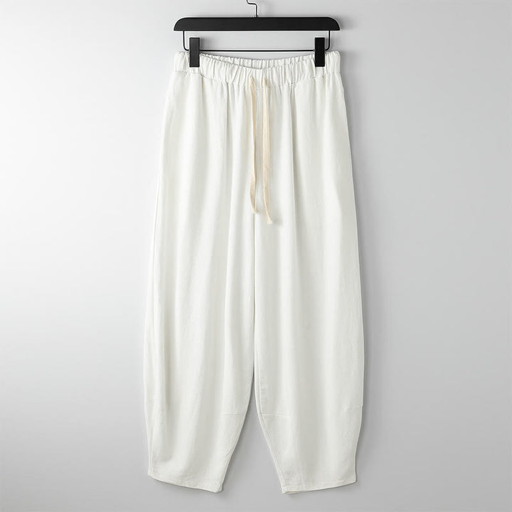 Buddha Stones 夏用無地ドローストリングアンクル丈メンズハーレムパンツ（ポケット付き） - 白 - US/UK/AU54、 EU64 (9XL) - image 4