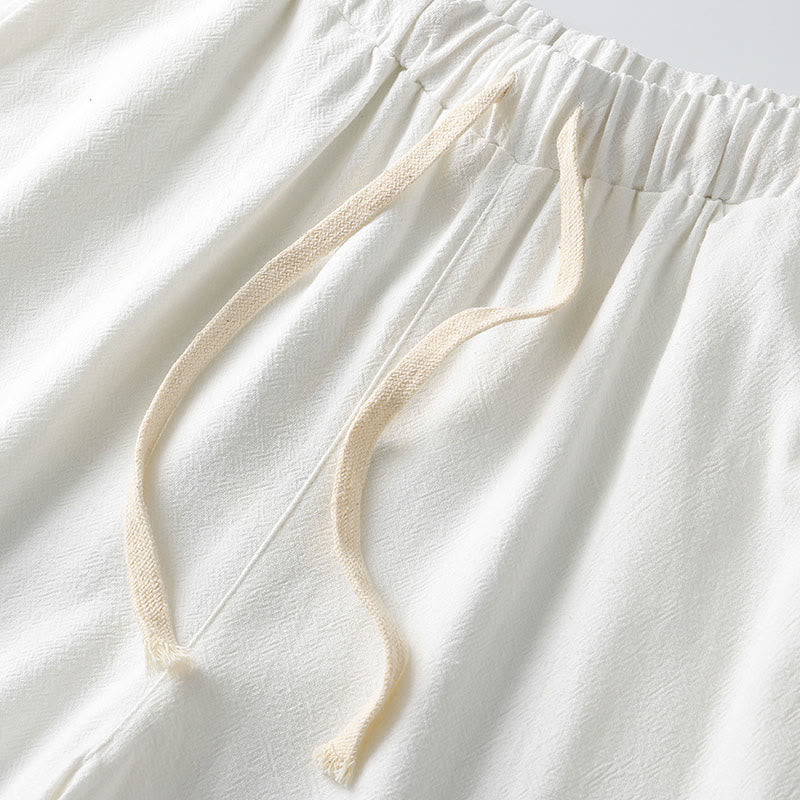 Buddha Stones 夏用無地ドローストリングアンクル丈メンズハーレムパンツ（ポケット付き） - image 6