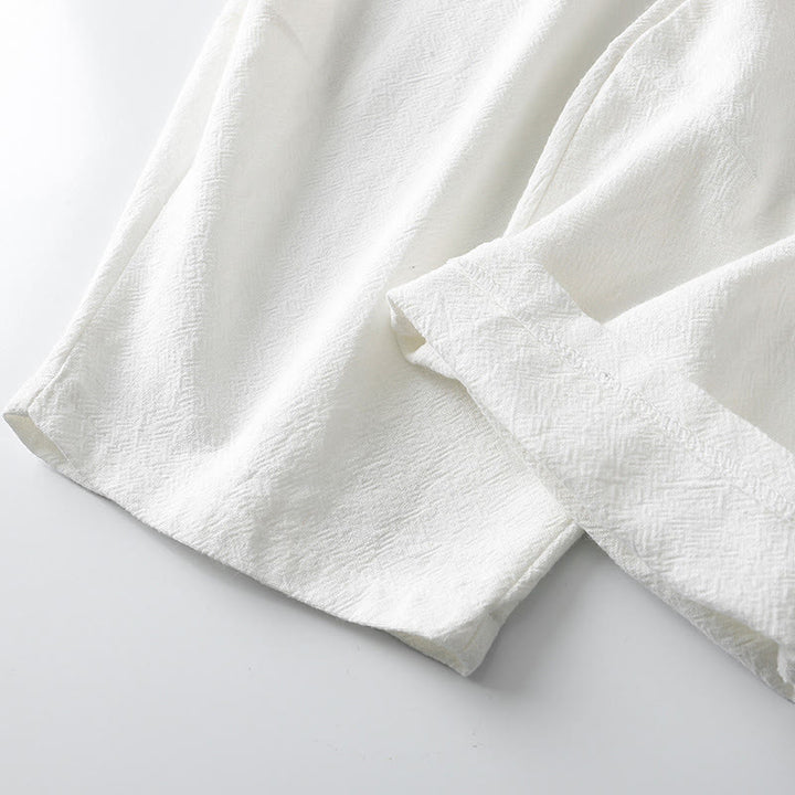 Buddha Stones 夏用無地ドローストリングアンクル丈メンズハーレムパンツ（ポケット付き） - image 8