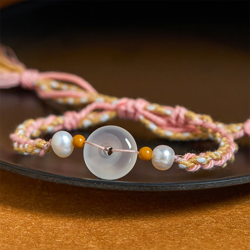 Buddha Stones カルセドニー平和のお守りチャーム幸運を呼ぶブレスレット - image 1