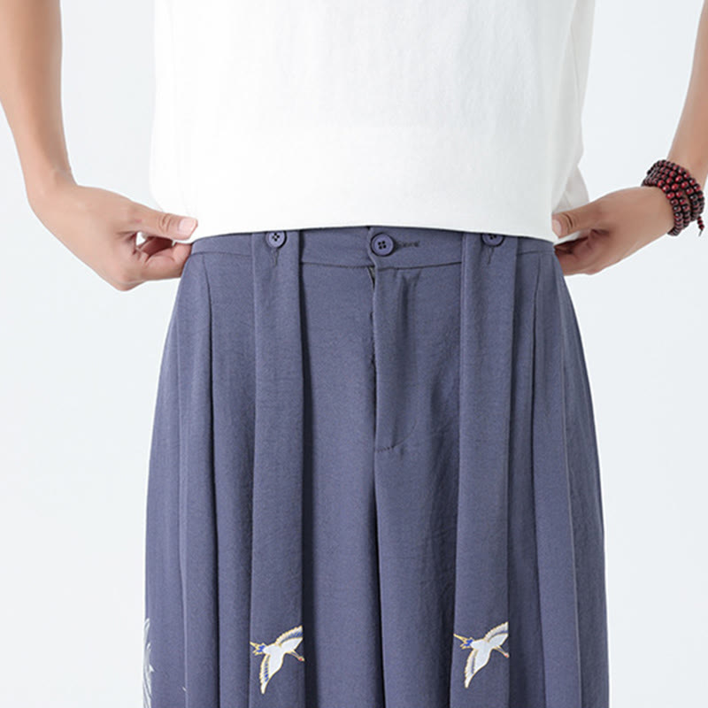 Buddha Stones 夏用ドラゴンドローストリングデザインコットンアンクル丈メンズワイドレッグパンツ（ポケット付き） - image 31