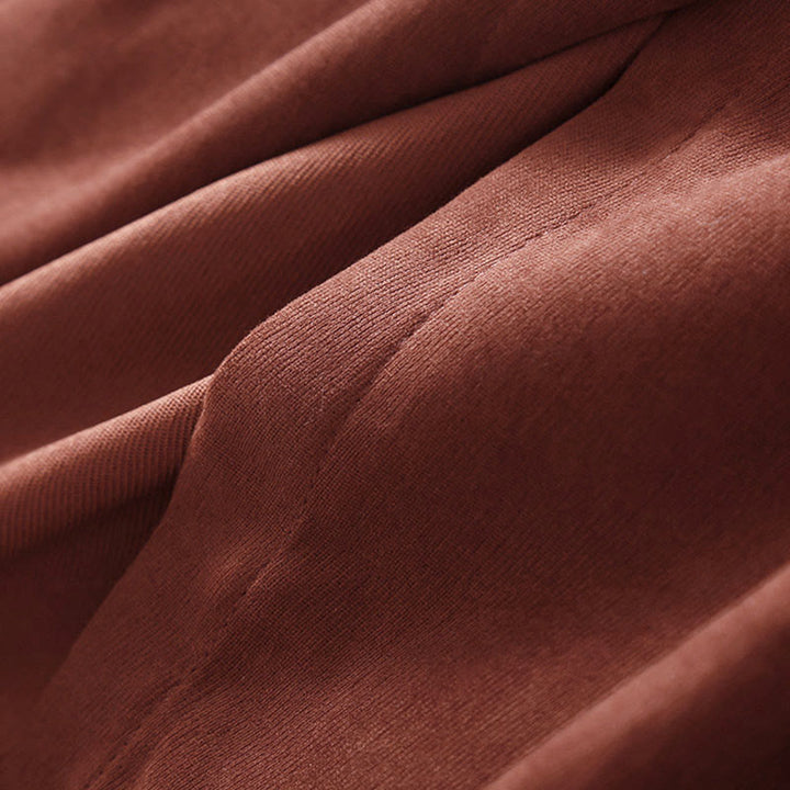 Buddha Stones 秋冬 無地 ボタンダウン レースアップデザイン 長袖 ミディ丈 ドレス ポケット付き - image 9